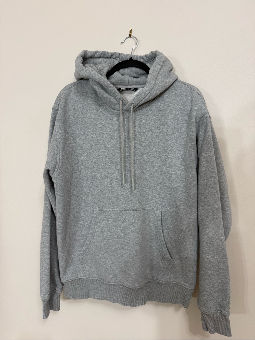 LCKR Men’s Medium Gray Fleece Pullover Hoodie Cotton Blend Kangaroo Pocket